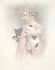 girl with puppy and kitten